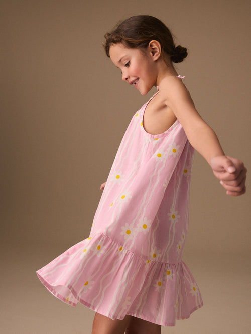 Dsiney Kidz - Pink Floral Angel Sleeve Dress (3-16yrs) image 1