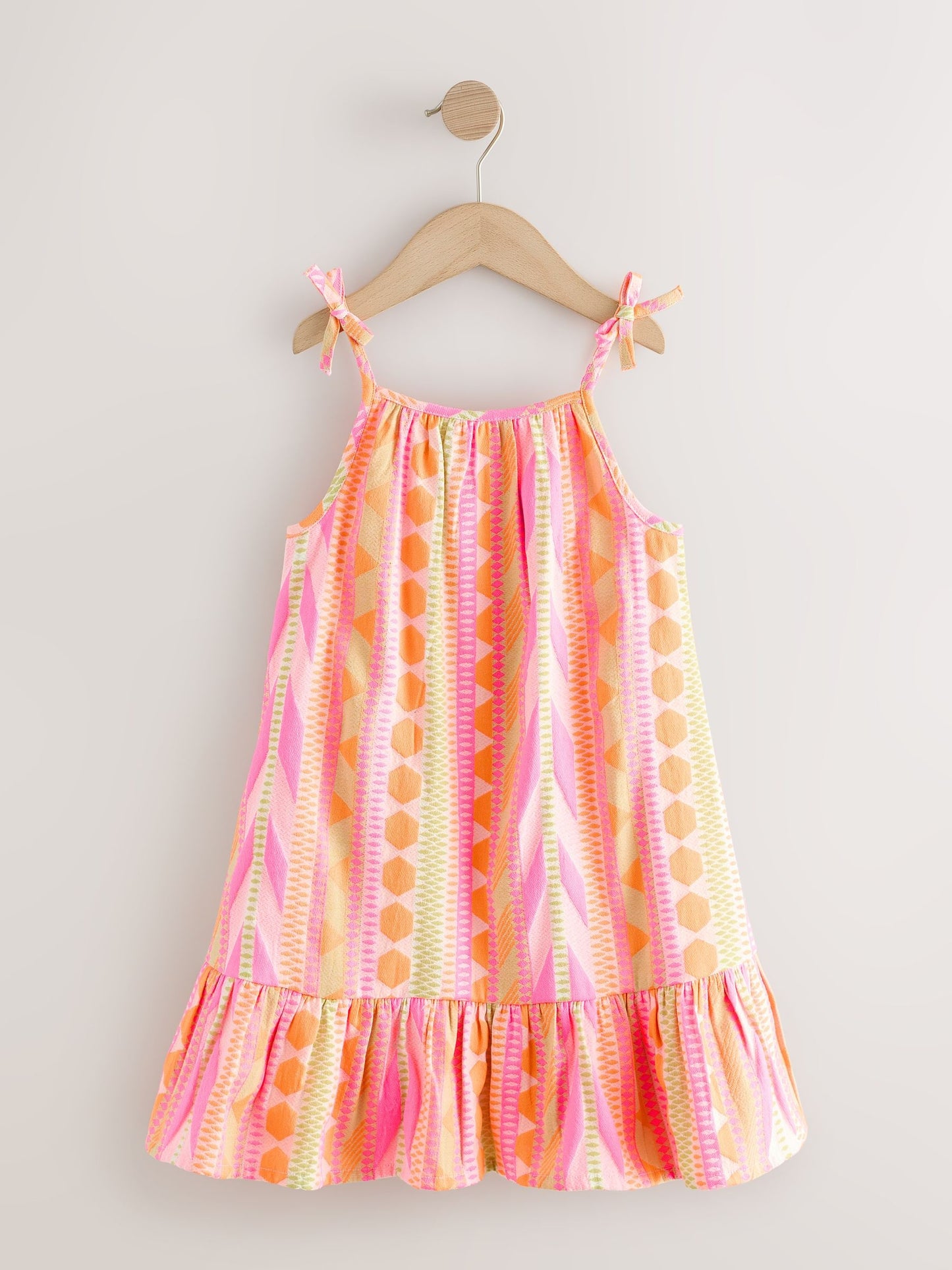 Fluro Pink/Orange Strappy Embroderied Dress (3-16yrs) image 6