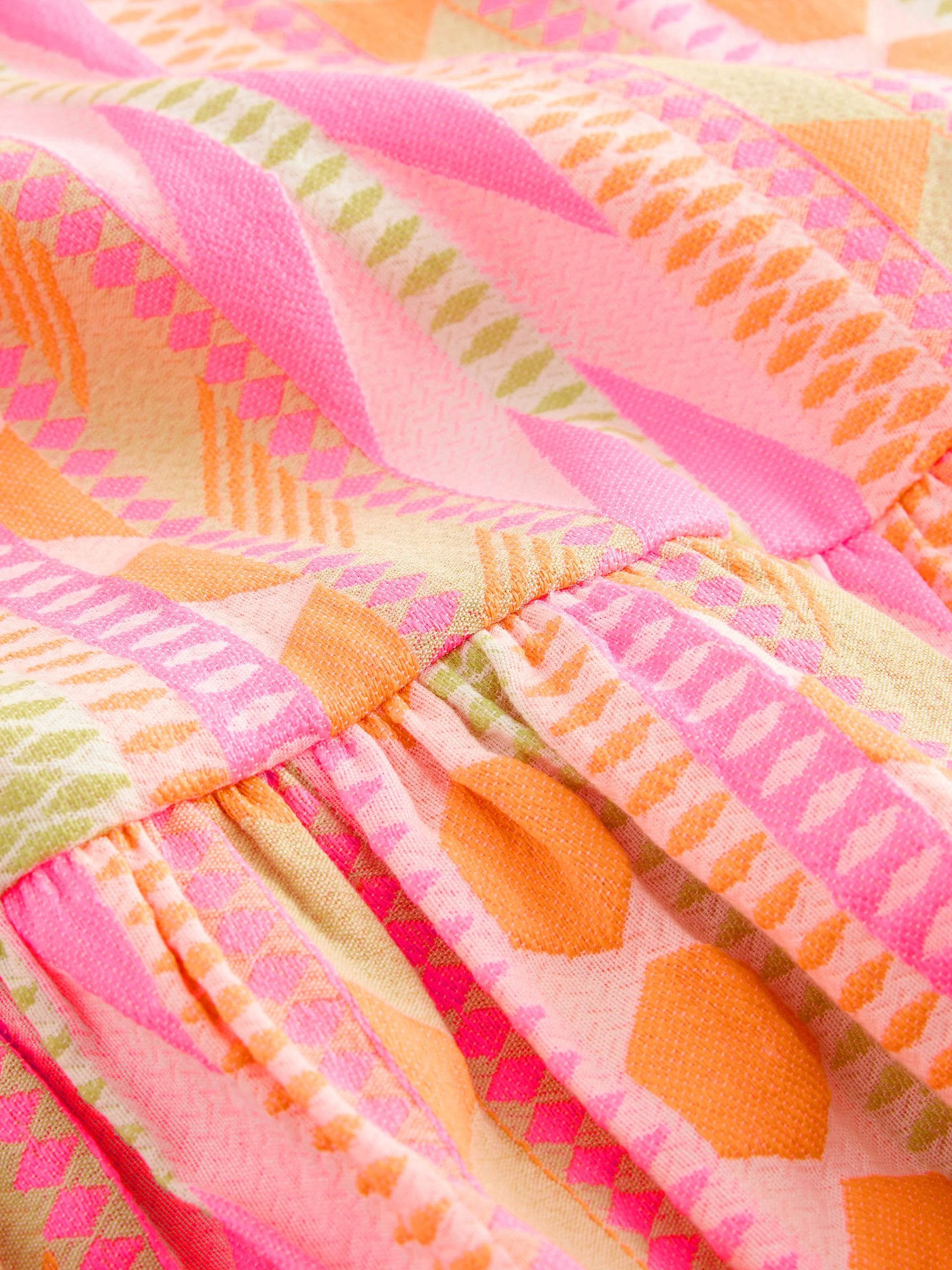 Fluro Pink/Orange Strappy Embroderied Dress (3-16yrs) image 8