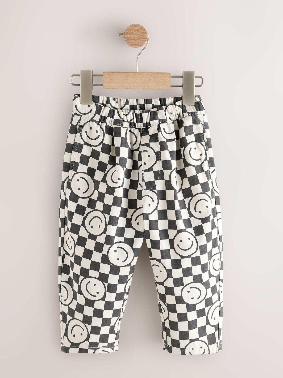 Dsiney Kidz - Black/Neutral Happy Face Checkerboard Barrel Pull On Trousers (3mths-7yrs) image 4