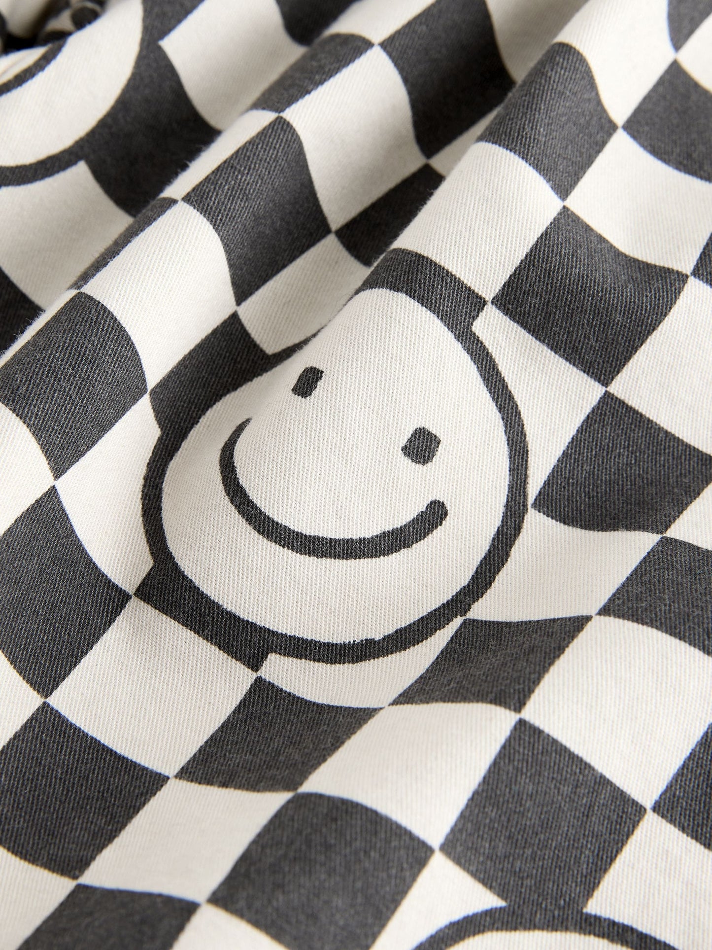 Black/Neutral Happy Face Checkerboard Barrel Pull On Trousers (3mths-7yrs) image 7