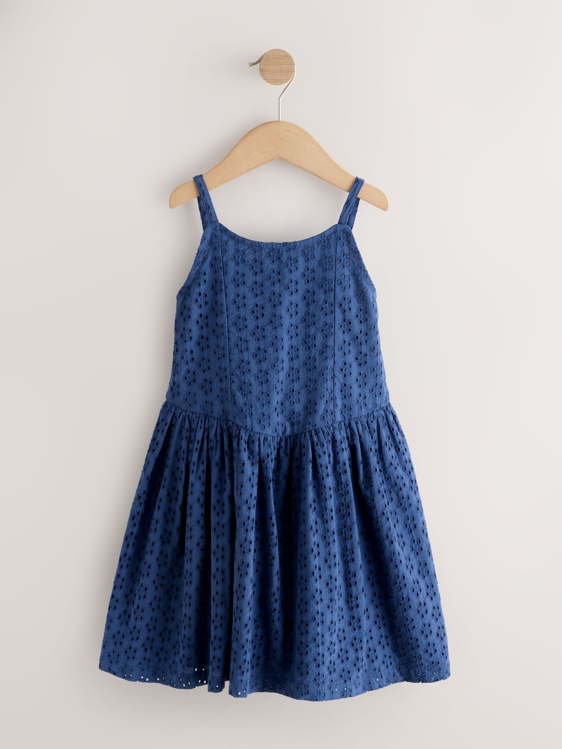 Navy Strappy Broderie Dress (3-16yrs) image 4