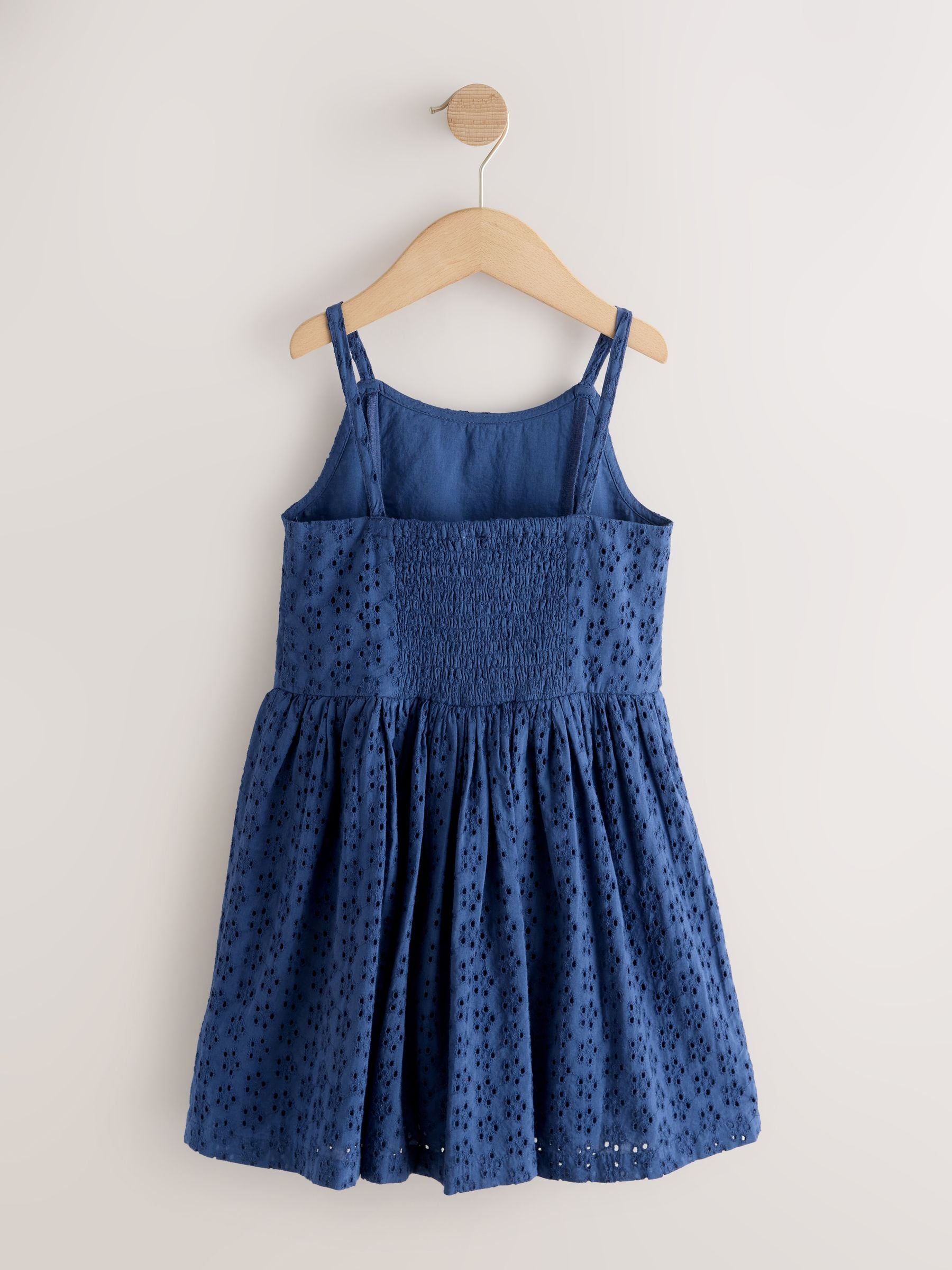 Navy Strappy Broderie Dress (3-16yrs) image 5