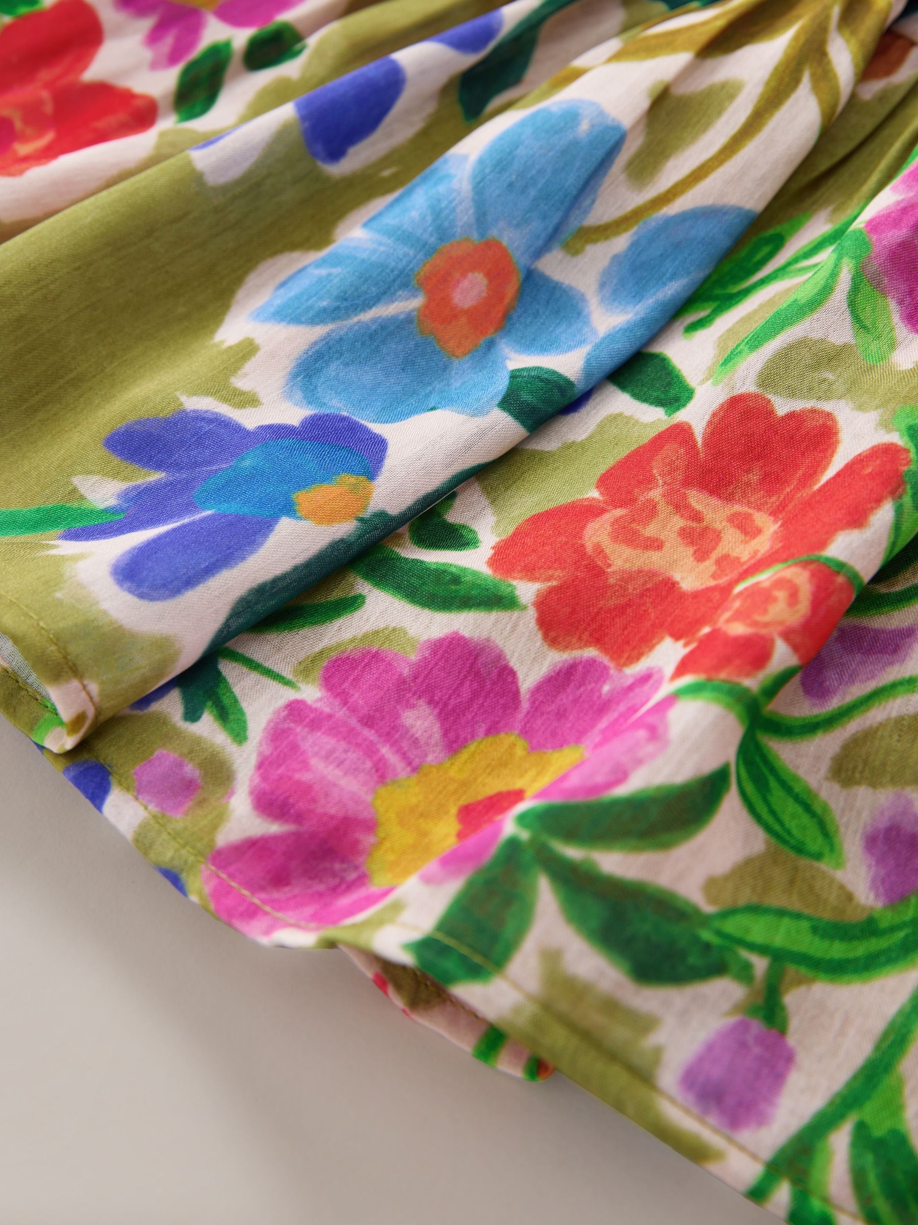 Green Floral Angel Sleeve Dress (3-16yrs) image 4
