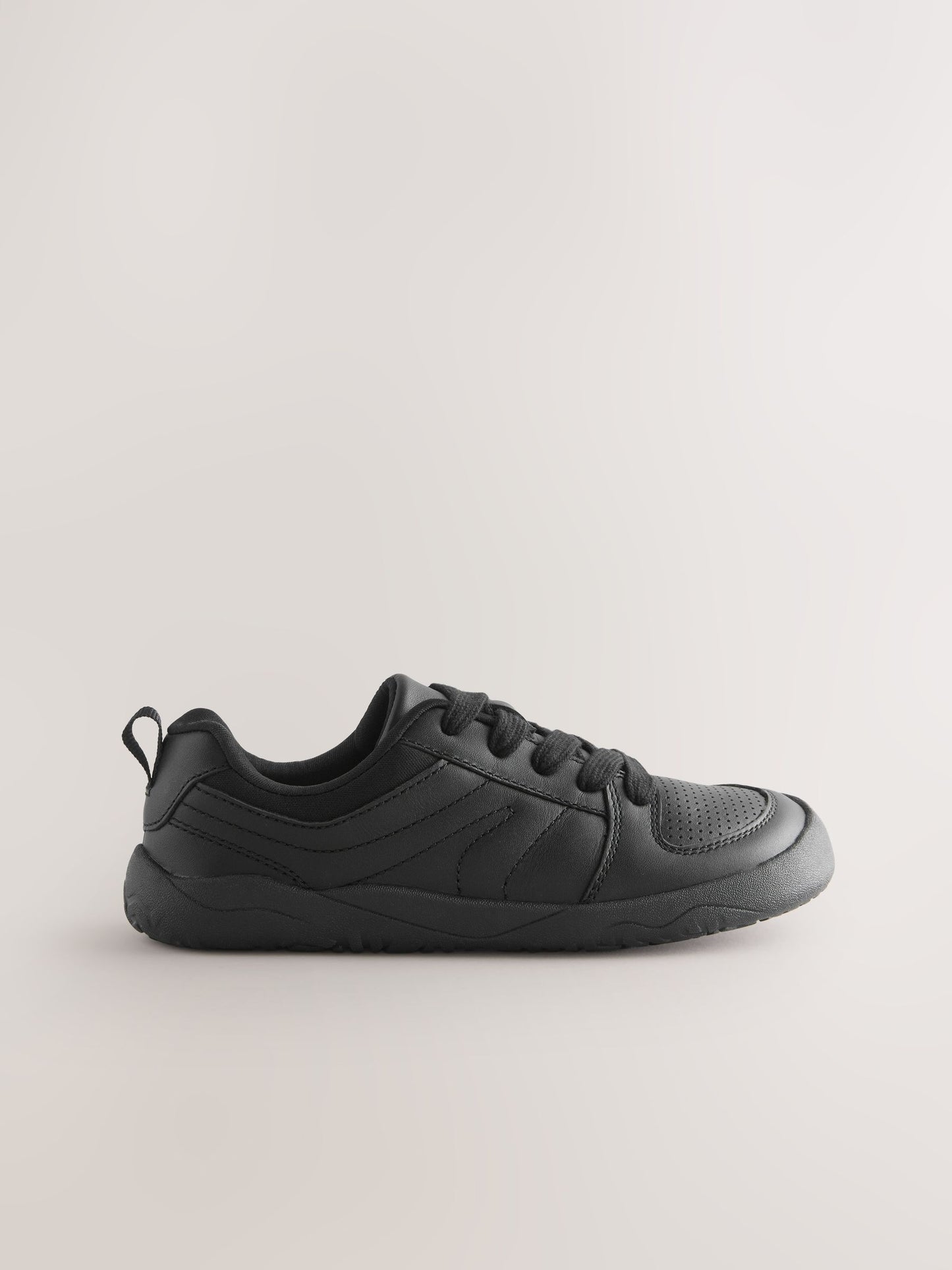 Black Barefoot Leather Lace-Up School Shoes image 2