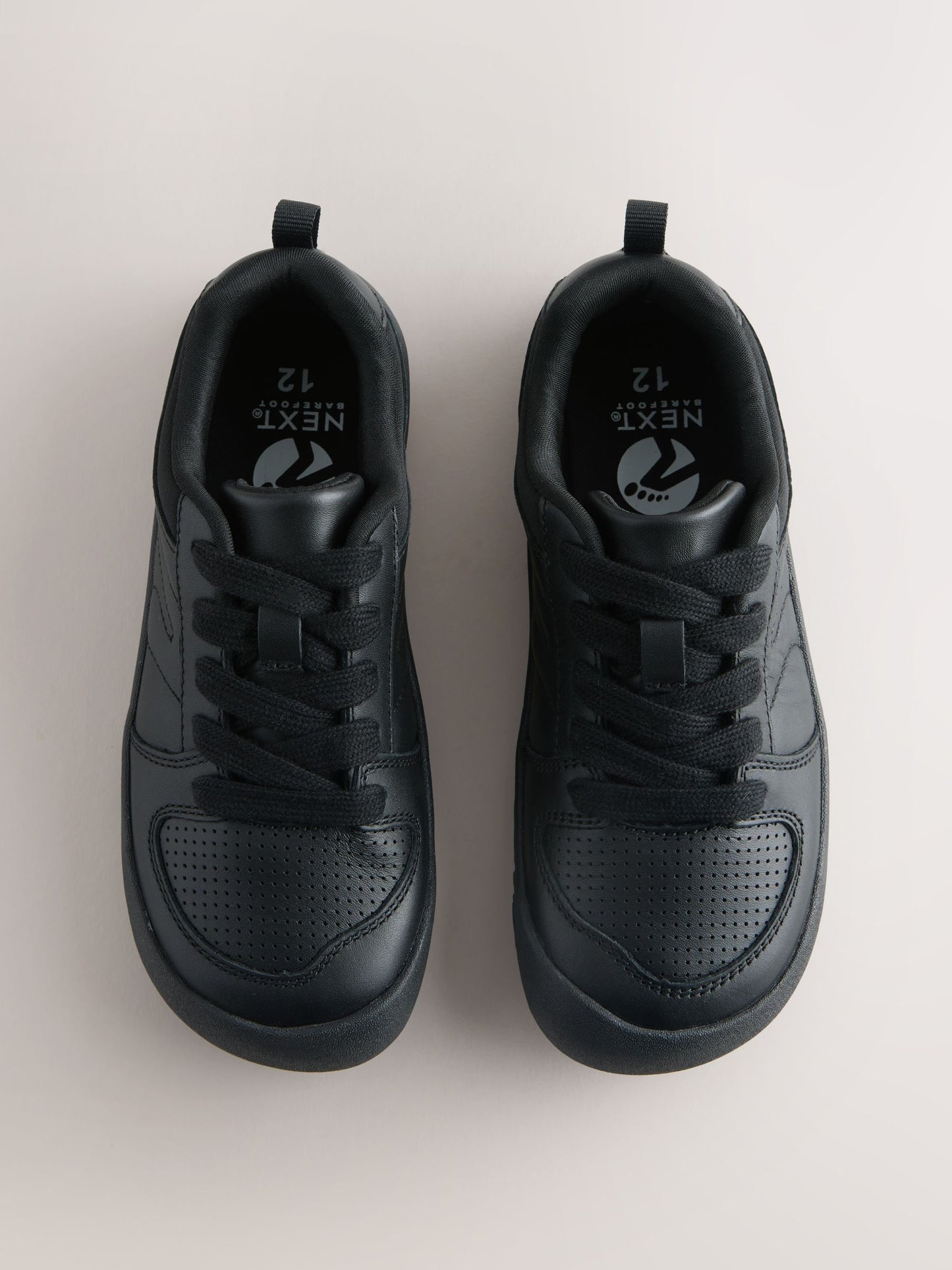 Black Barefoot Leather Lace-Up School Shoes image 3