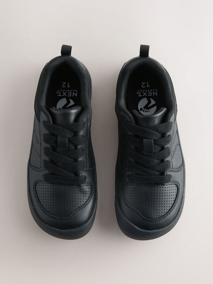Black Barefoot Leather Lace-Up School Shoes image 3