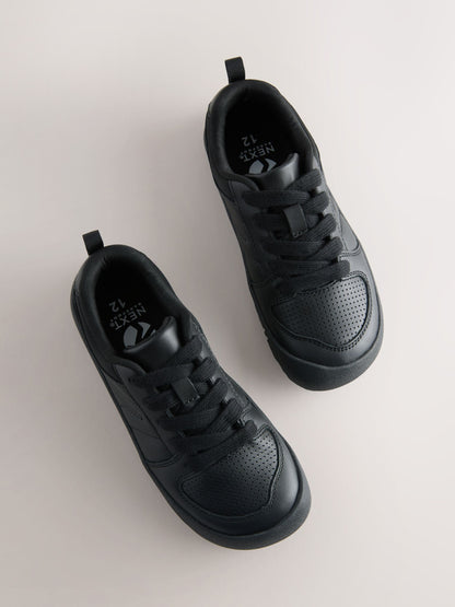 Black Barefoot Leather Lace-Up School Shoes image 4