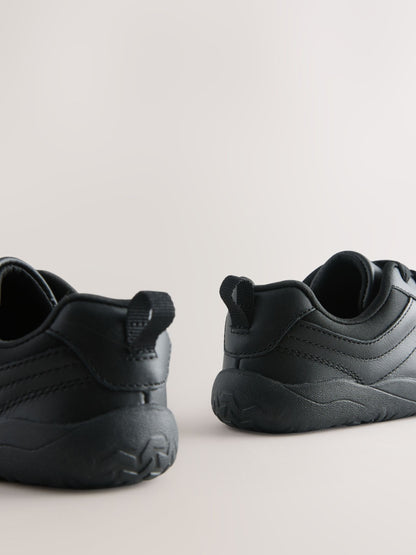 Black Barefoot Leather Lace-Up School Shoes image 6