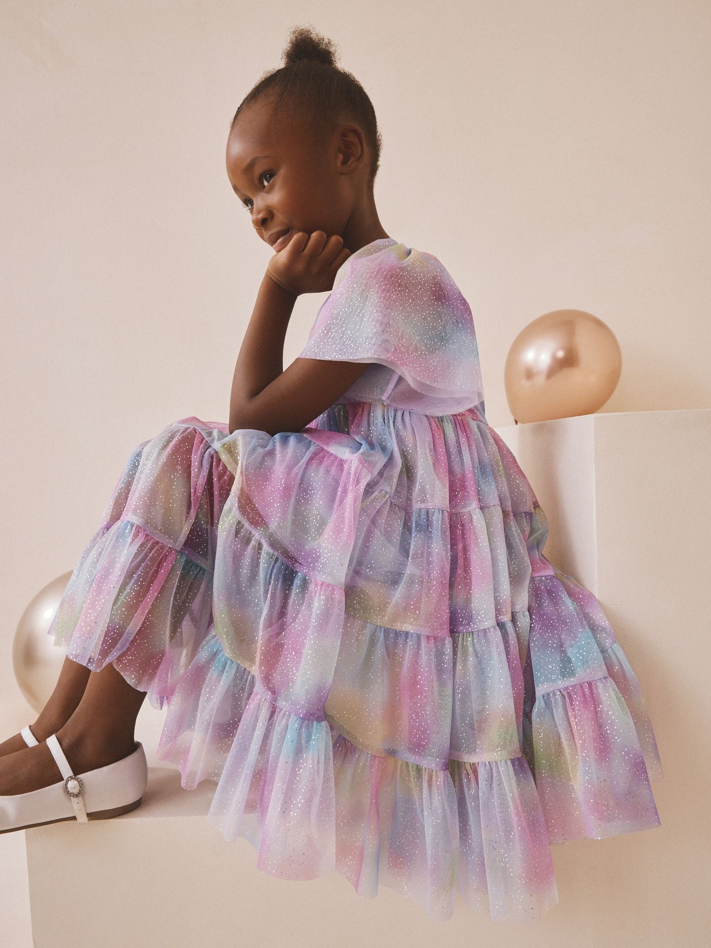 Lilac Purple Rainbow Tiered Mesh Occasion Dress (3-16yrs) image 3