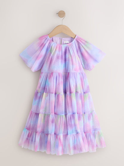 Lilac Purple Rainbow Tiered Mesh Occasion Dress (3-16yrs) image 6