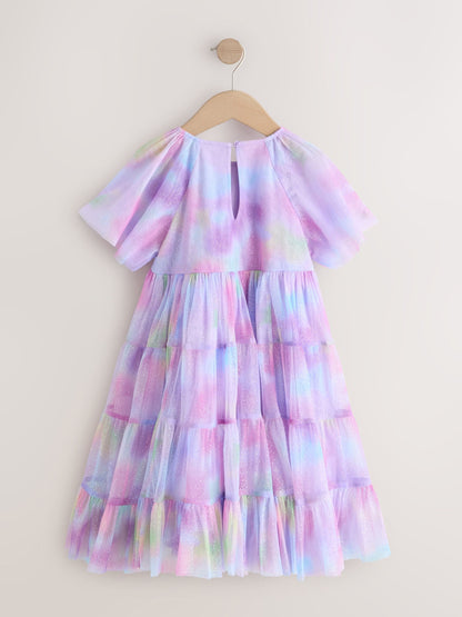 Lilac Purple Rainbow Tiered Mesh Occasion Dress (3-16yrs) image 7