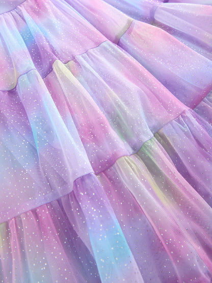 Lilac Purple Rainbow Tiered Mesh Occasion Dress (3-16yrs) image 8
