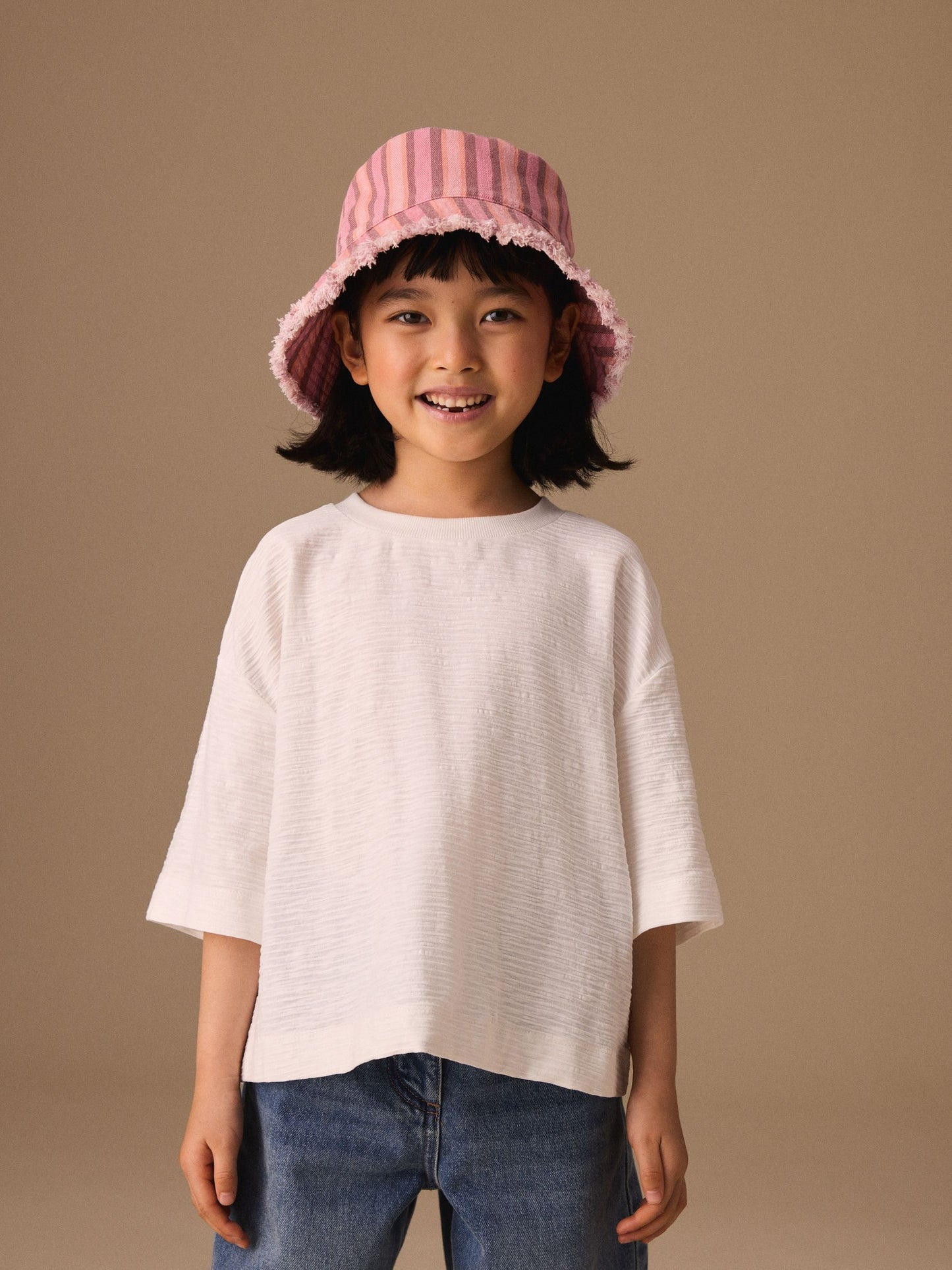 Dsiney Kidz - White Textured Oversized Boxy T-Shirt (3-16yrs) image 1