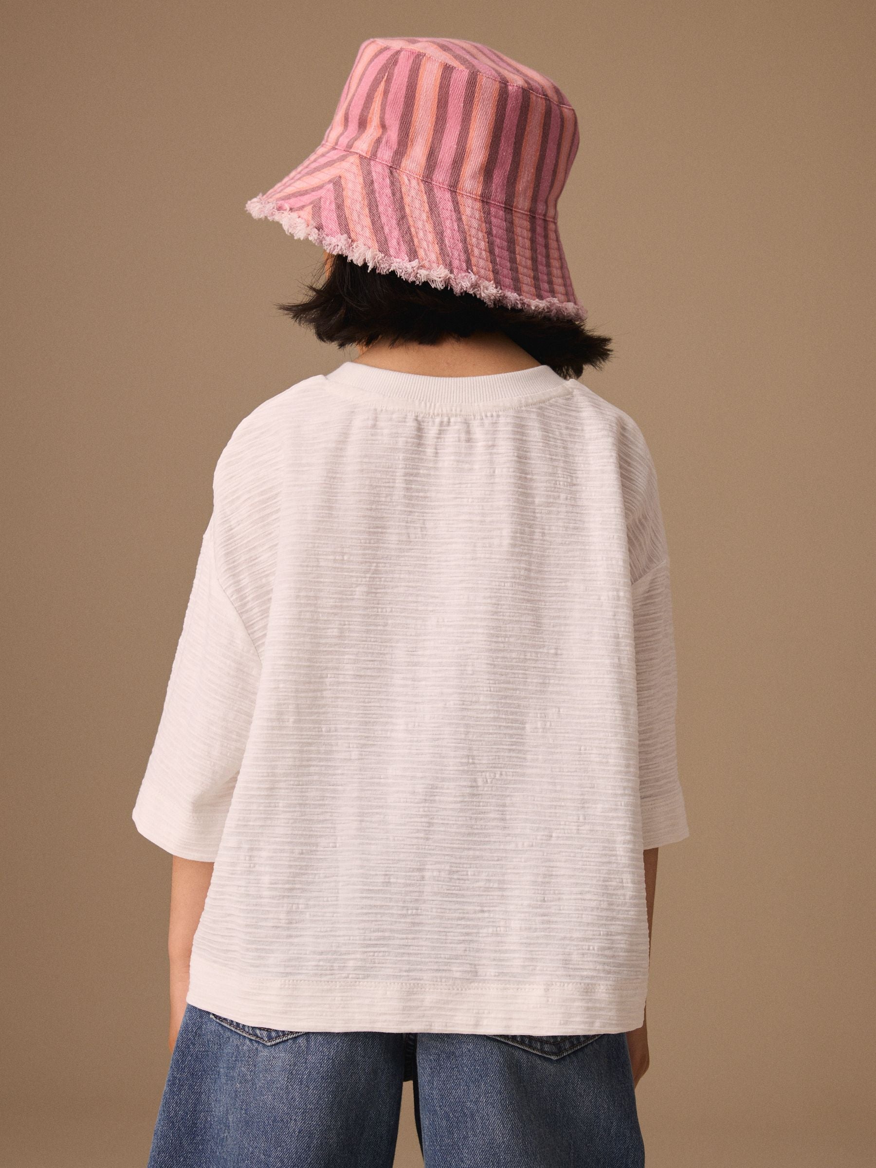 Dsiney Kidz - White Textured Oversized Boxy T-Shirt (3-16yrs) image 3