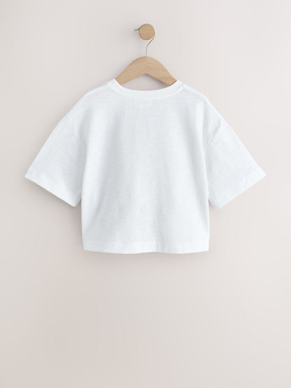 Dsiney Kidz - White Textured Oversized Boxy T-Shirt (3-16yrs) image 6