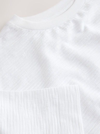Dsiney Kidz - White Textured Oversized Boxy T-Shirt (3-16yrs) image 8
