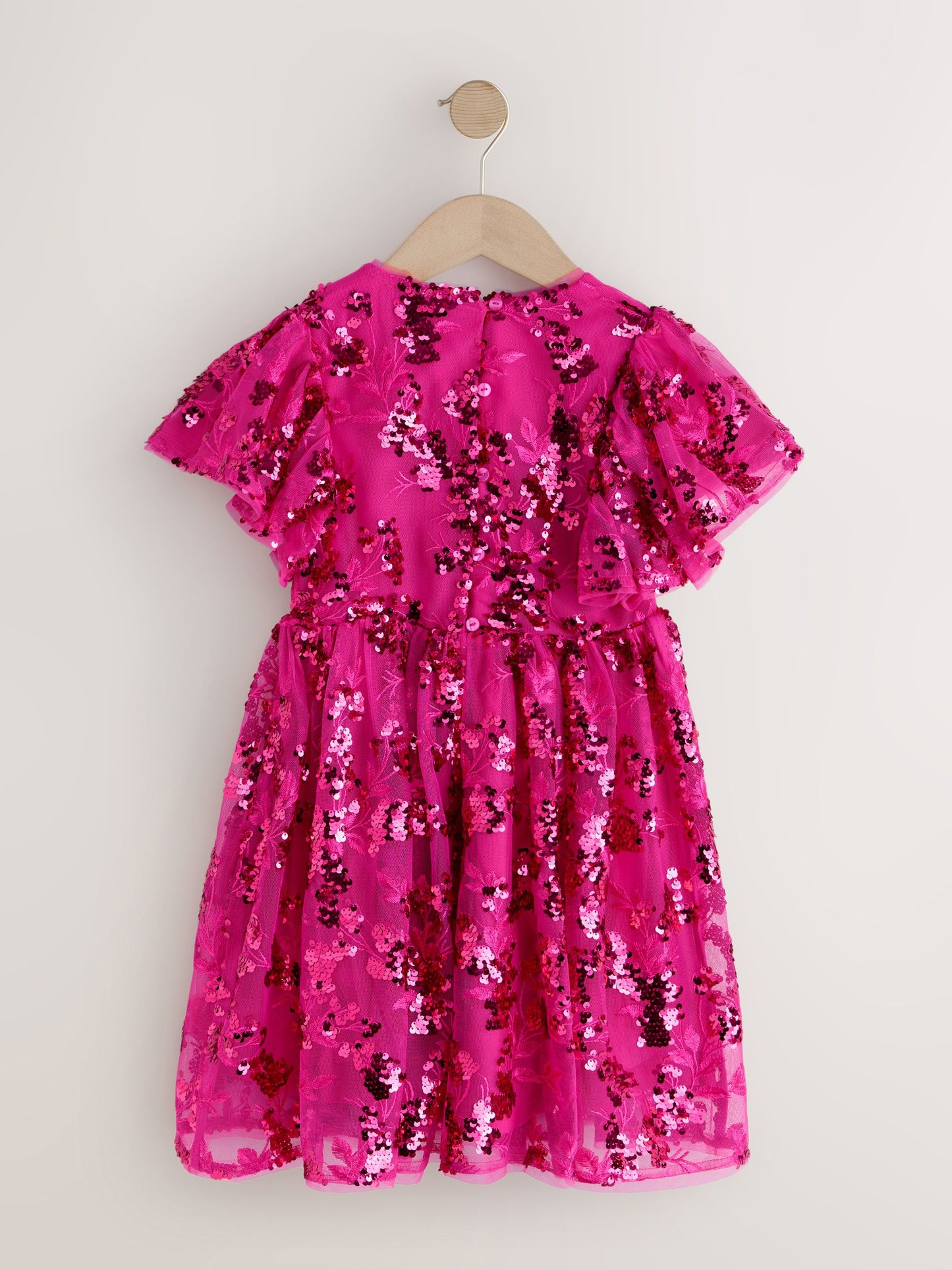 Pink Sequin Angel Sleeve Party Dress (3-16yrs) image 5