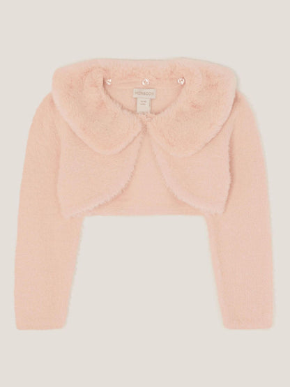 Monsoon Pink Baby Detachable Collar Fuzzy Cardigan image 1