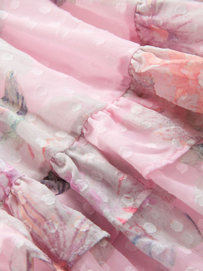 Pink Mixed Print Strappy Occasion Dress (3-16yrs) image 6