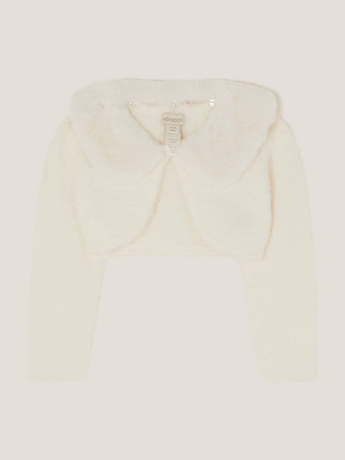 Monsoon Cream Baby Detachable Collar Fuzzy Cardigan image 1