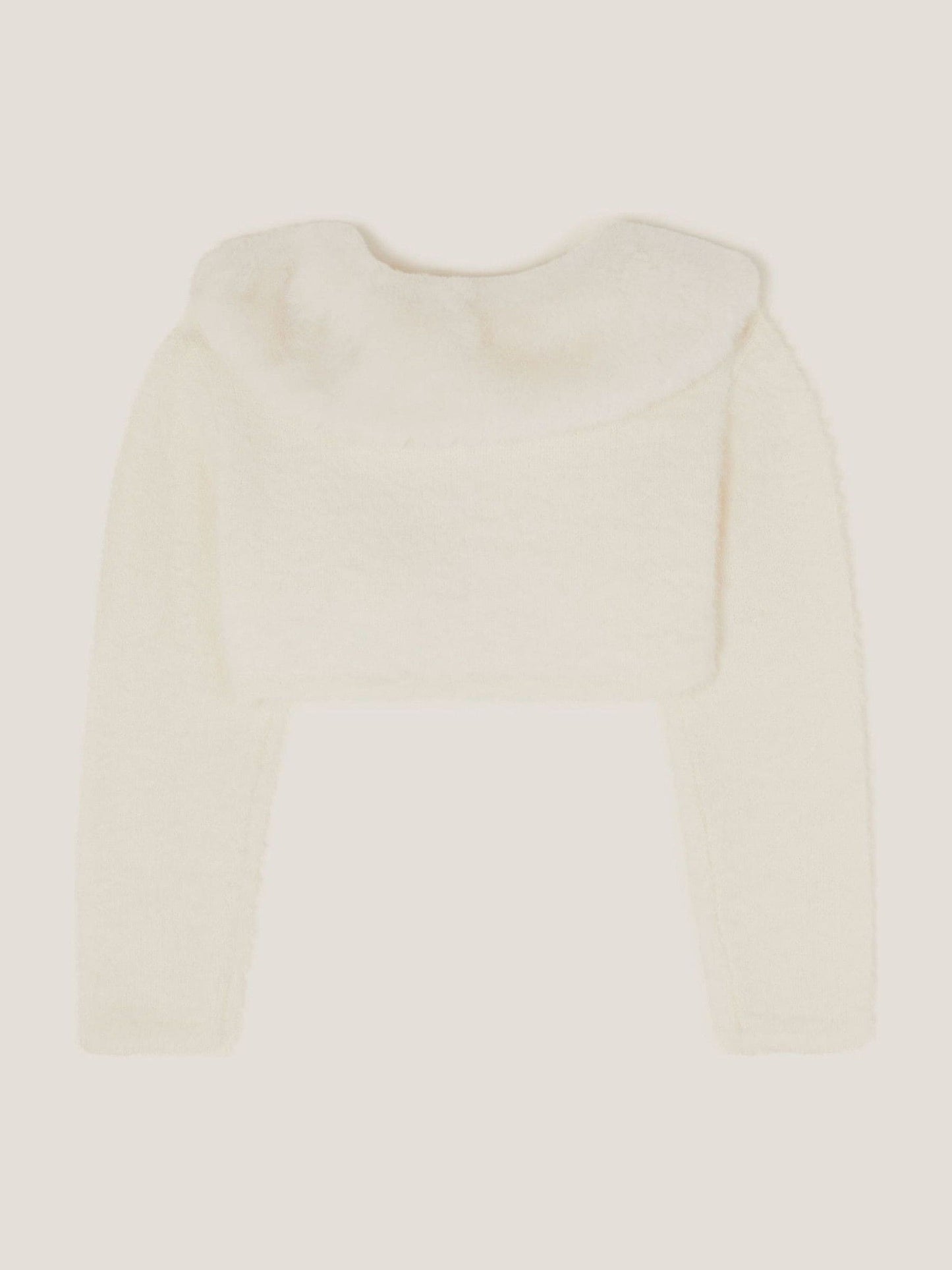 Monsoon Cream Baby Detachable Collar Fuzzy Cardigan image 2