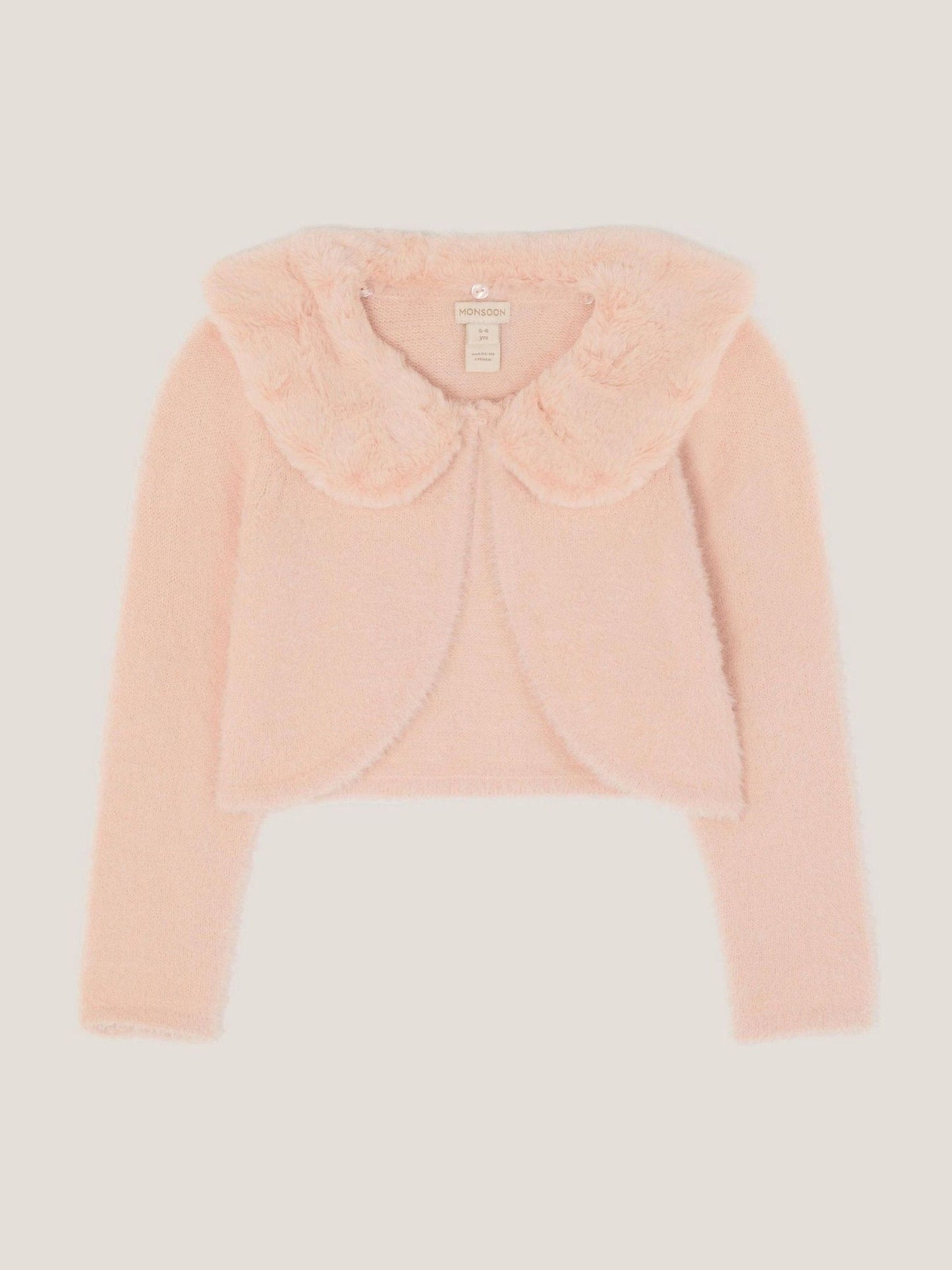 Monsoon Pink Detachable Collar Fuzzy Cardigan image 2