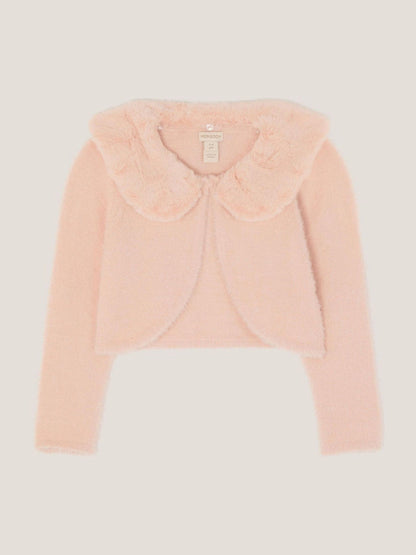 Monsoon Pink Detachable Collar Fuzzy Cardigan image 2