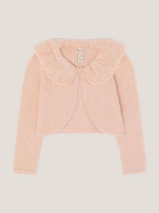 Monsoon Pink Detachable Collar Fuzzy Cardigan image 2