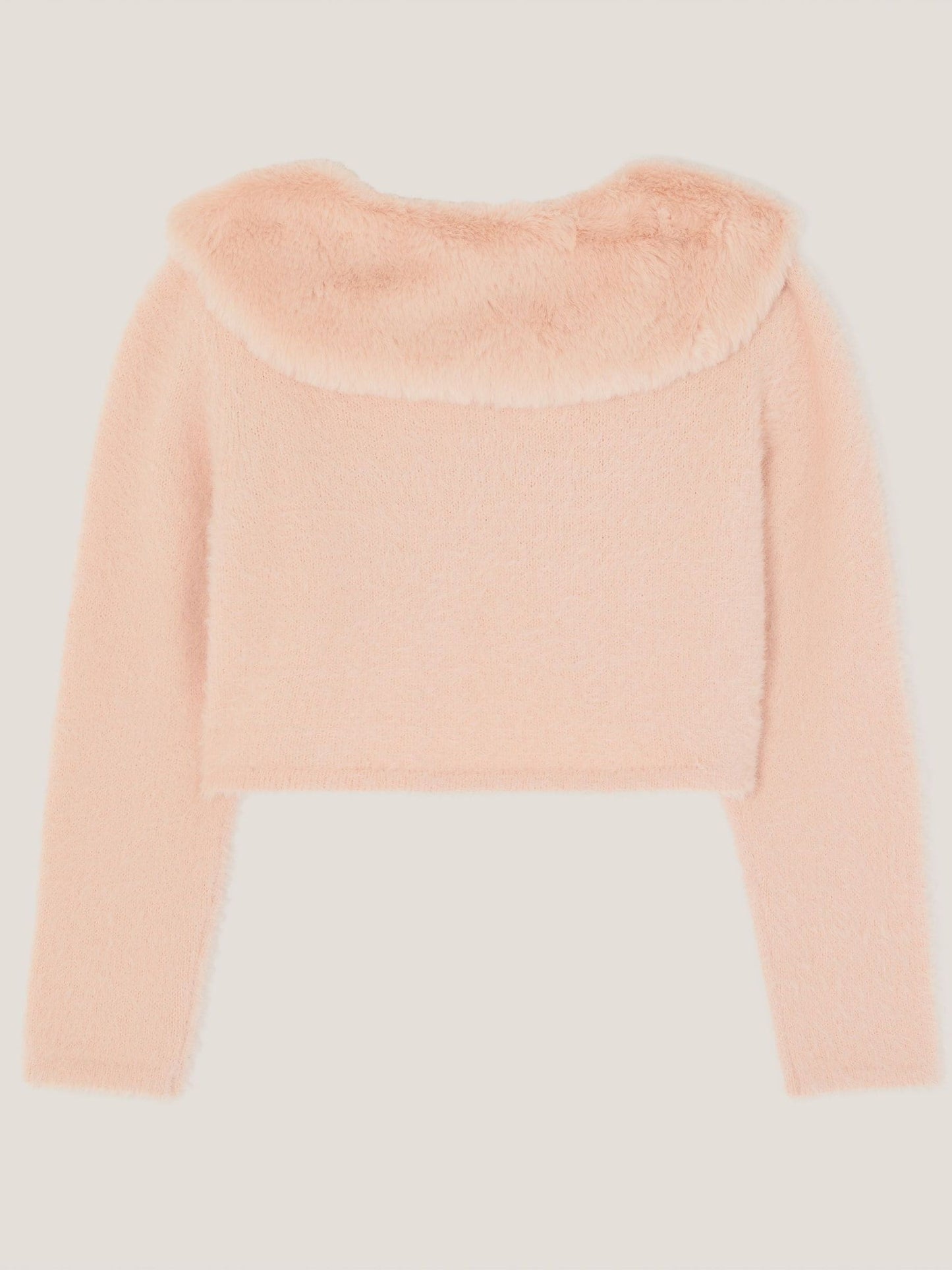 Monsoon Pink Detachable Collar Fuzzy Cardigan image 3