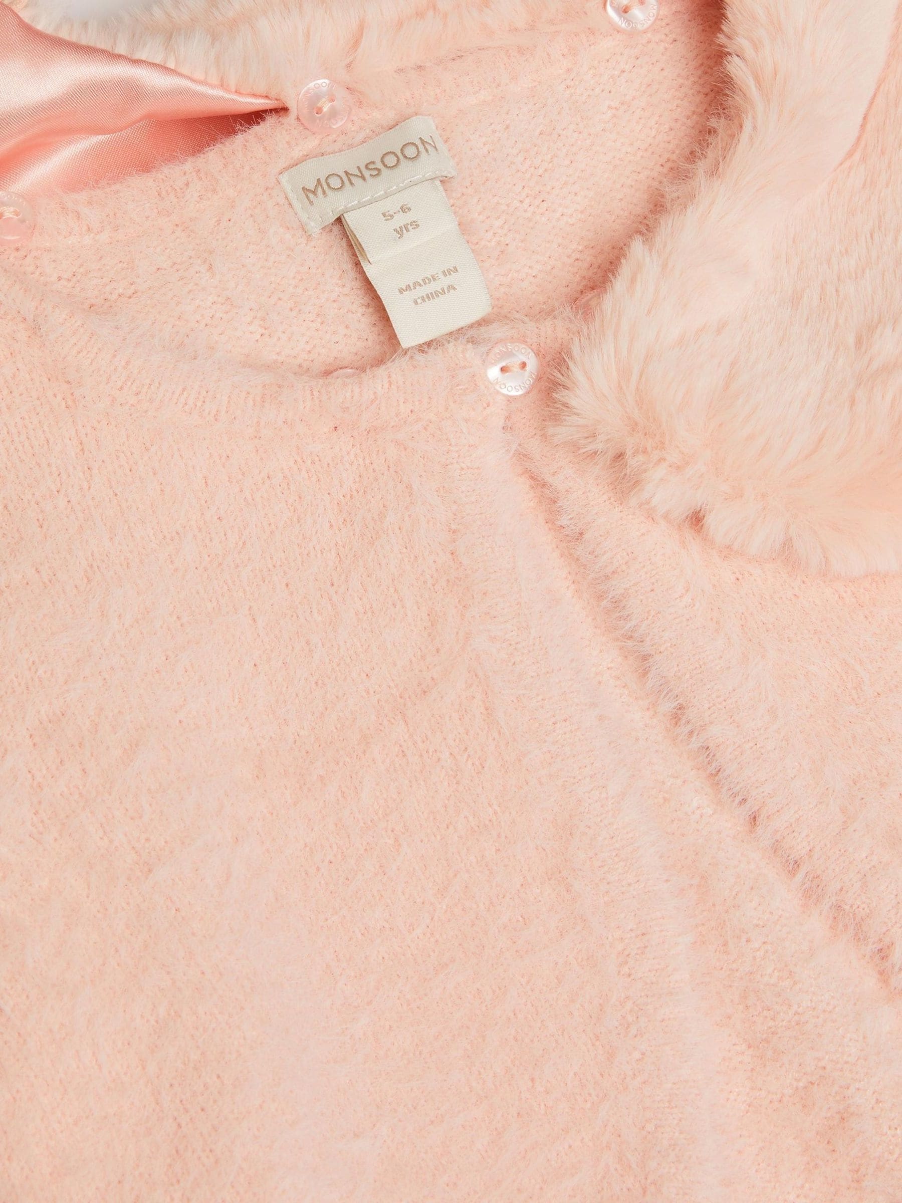 Monsoon Pink Detachable Collar Fuzzy Cardigan image 4