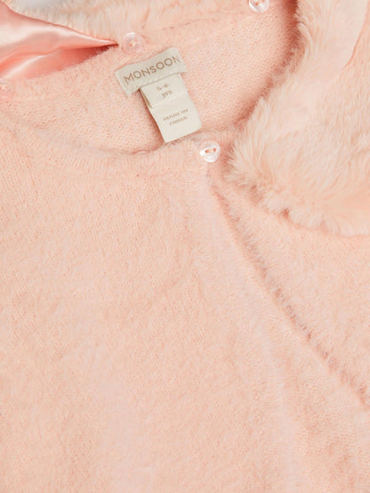 Monsoon Pink Detachable Collar Fuzzy Cardigan image 4