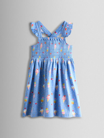 JoJo Maman Bébé Blue Ice Cream Smocked Strappy Dress image 1