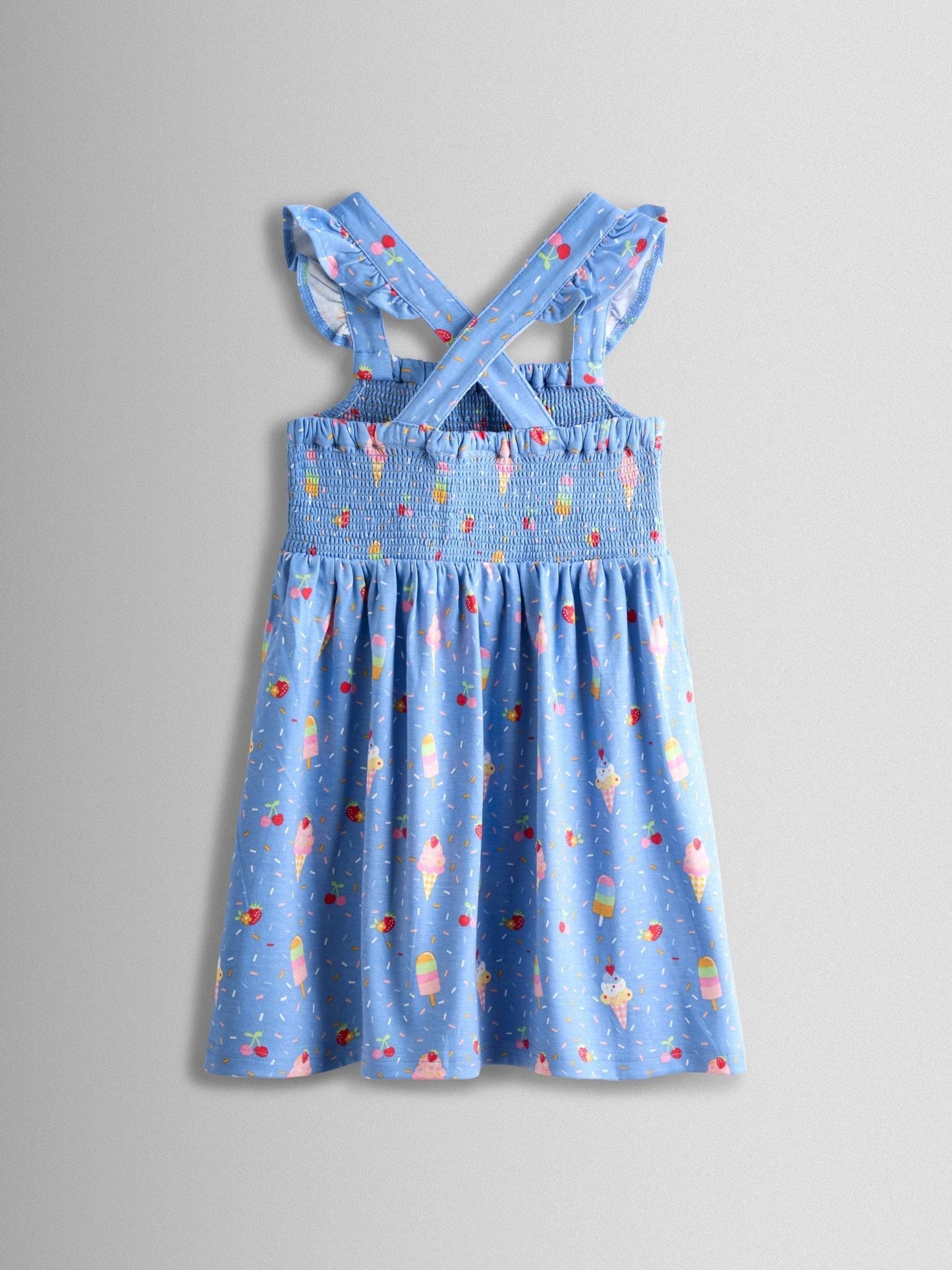 JoJo Maman Bébé Blue Ice Cream Smocked Strappy Dress image 2
