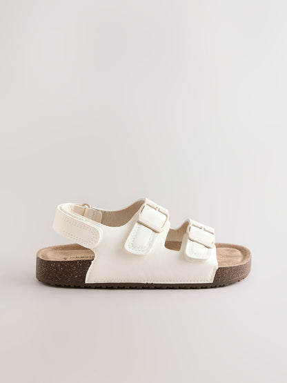 White Wide Fit (G) Double Buckle Cushioned Footbed Sandals image 2