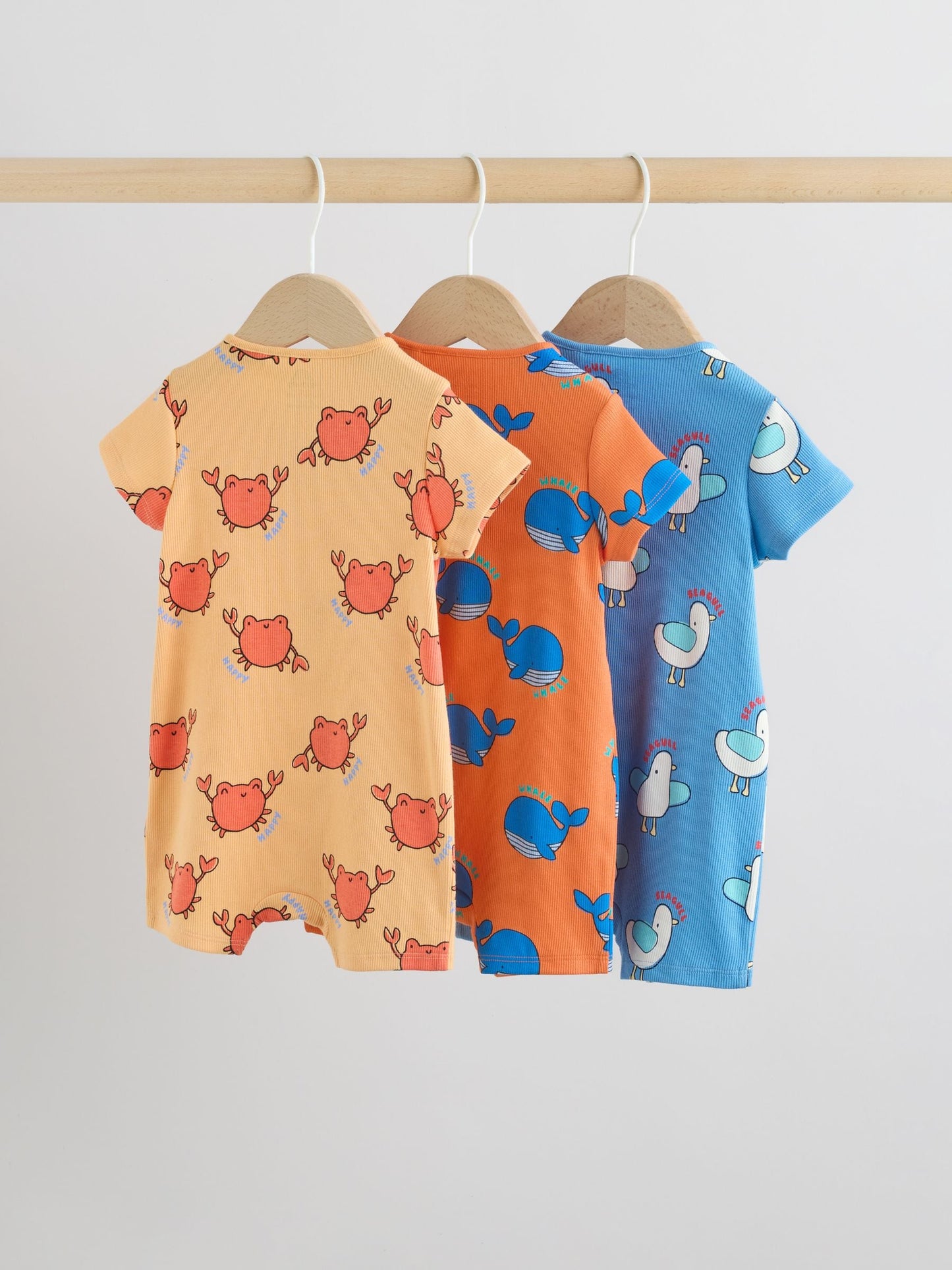 Blue/Yellow Two Way Zip Baby Rompers 3 Pack (0mths-3yrs) image 5
