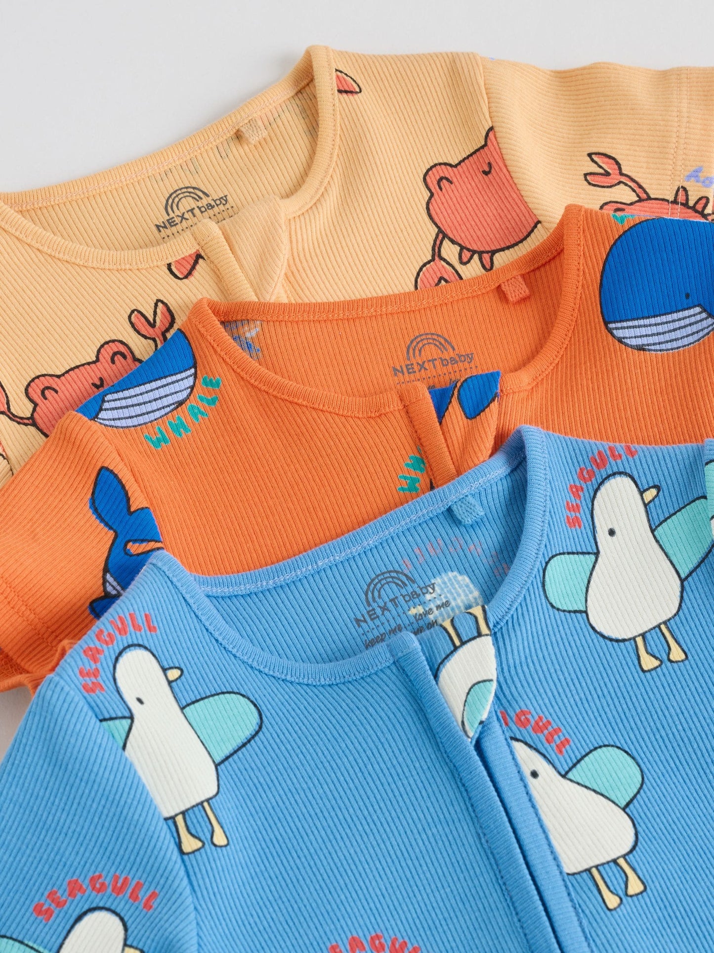 Blue/Yellow Two Way Zip Baby Rompers 3 Pack (0mths-3yrs) image 8