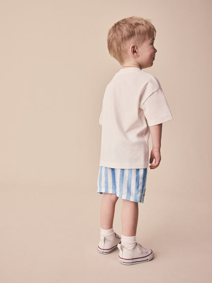 Dsiney Kidz - Blue Stripe Linen Blend Pull On Shorts (3mths-7yrs) image 3
