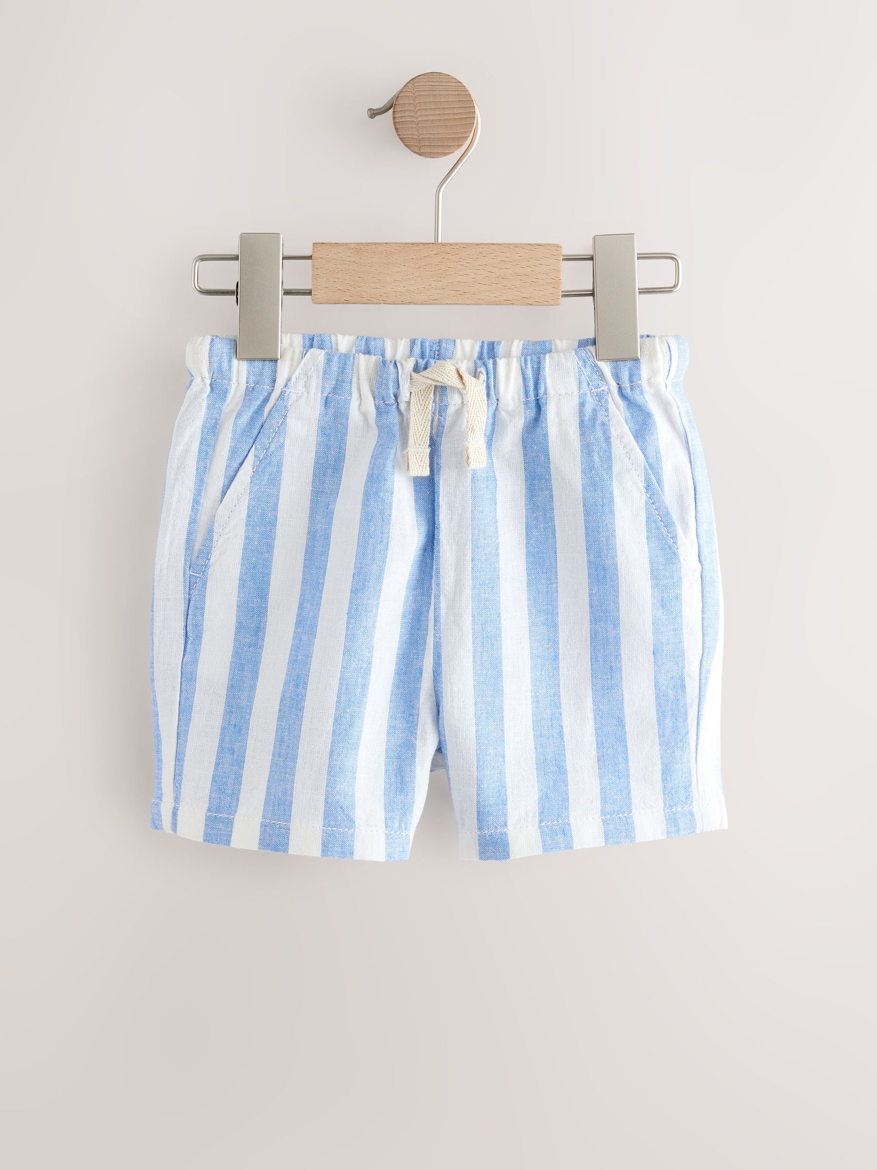 Dsiney Kidz - Blue Stripe Linen Blend Pull On Shorts (3mths-7yrs) image 4