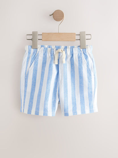 Dsiney Kidz - Blue Stripe Linen Blend Pull On Shorts (3mths-7yrs) image 4