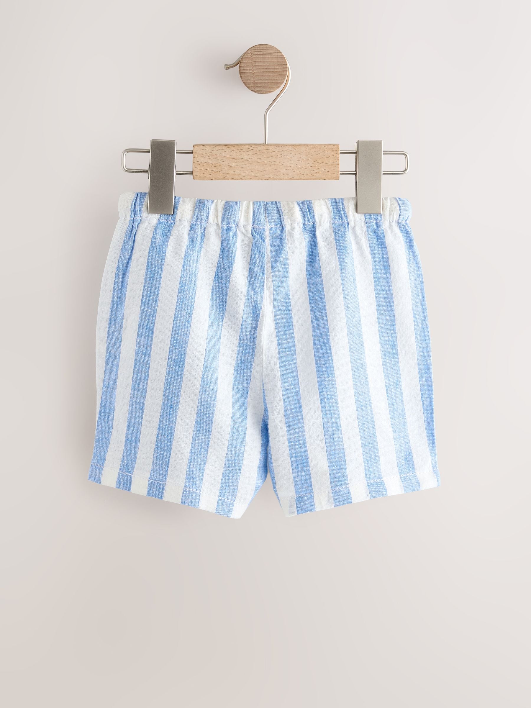 Dsiney Kidz - Blue Stripe Linen Blend Pull On Shorts (3mths-7yrs) image 5