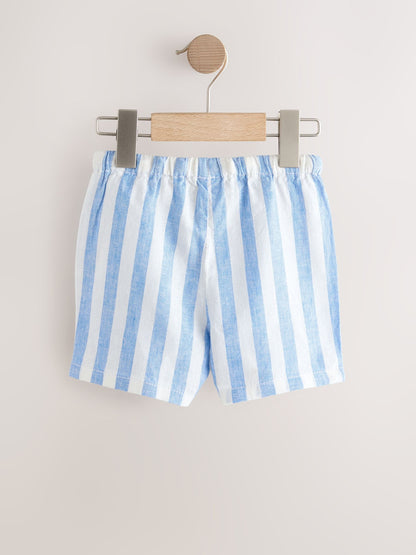 Dsiney Kidz - Blue Stripe Linen Blend Pull On Shorts (3mths-7yrs) image 5