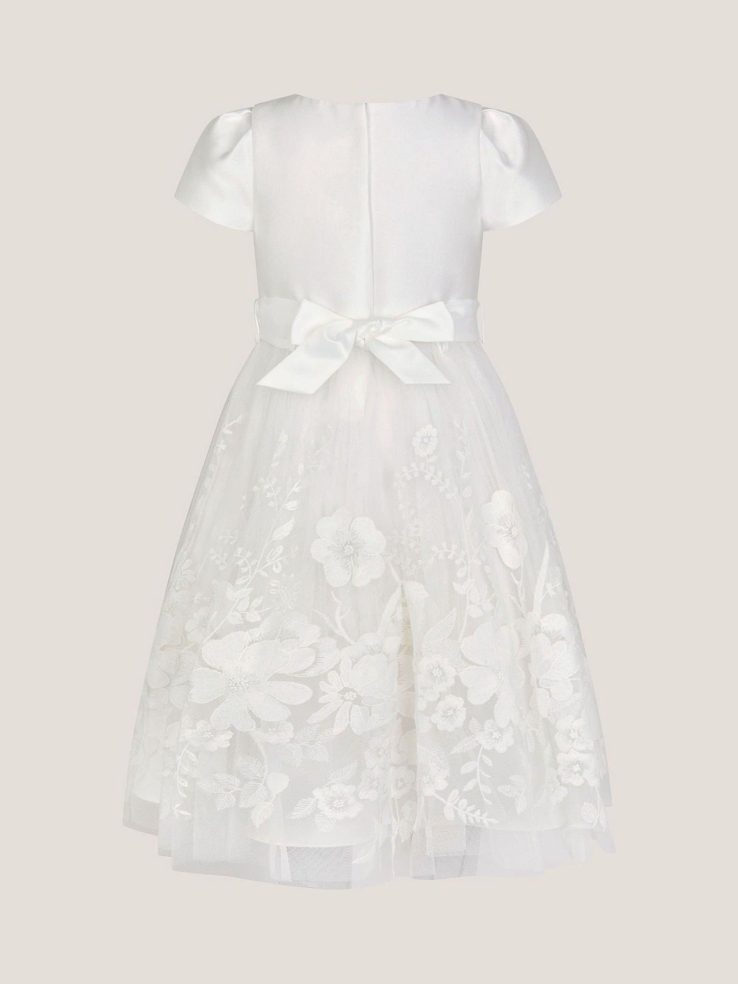 Monsoon Cream Alicia Satin Floral Embroidered Dress image 2