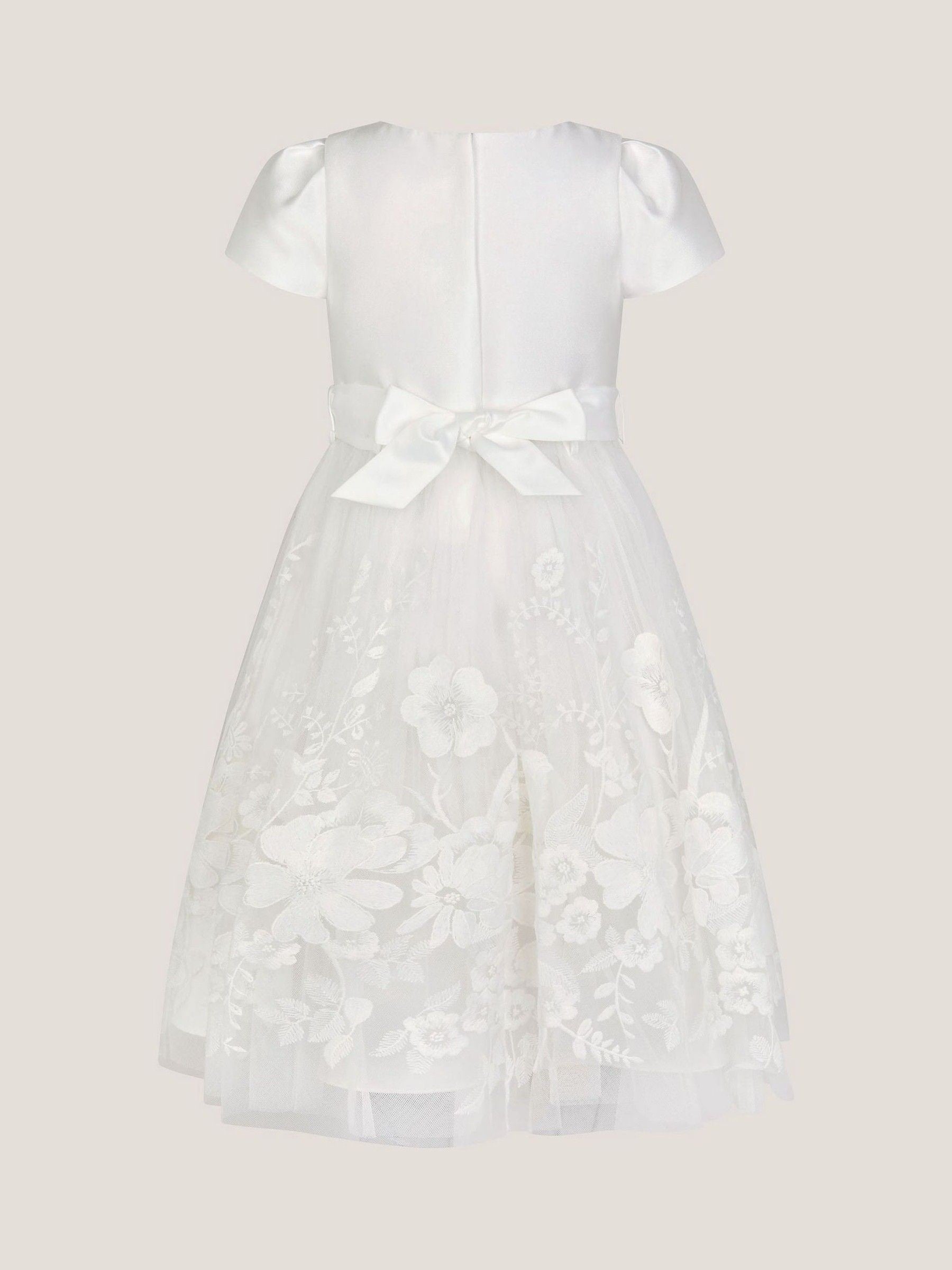 Monsoon Cream Alicia Satin Floral Embroidered Dress image 2