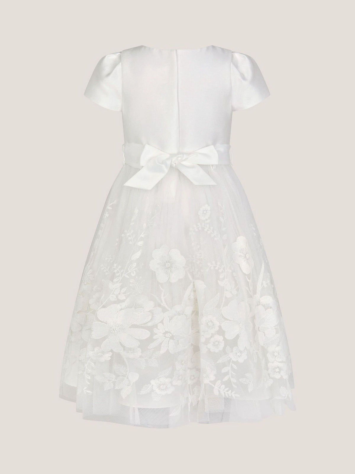 Monsoon Cream Alicia Satin Floral Embroidered Dress image 2