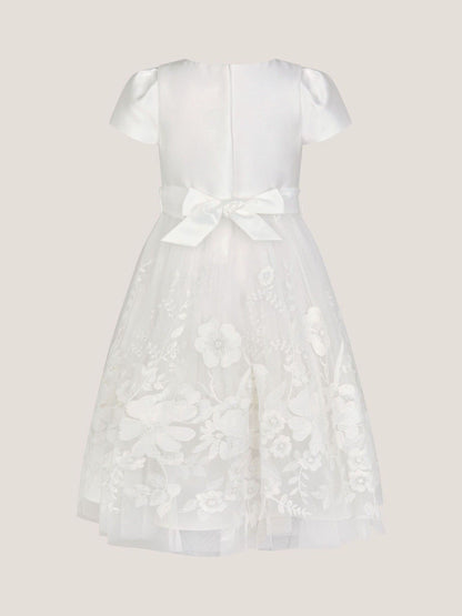 Monsoon Cream Alicia Satin Floral Embroidered Dress image 2