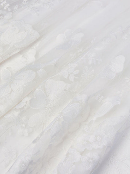 Monsoon Cream Alicia Satin Floral Embroidered Dress image 3