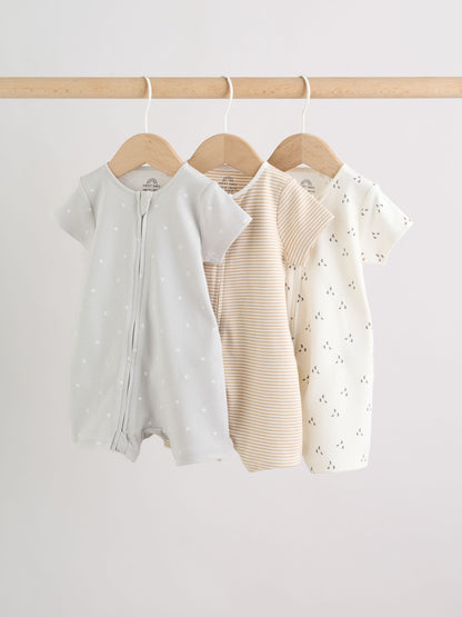 Ecru White Baby Rompers 3 Pack (0mths-3yrs) image 1