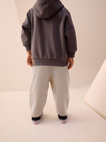 Neutral Cement Single Wide Leg Jersey Joggers (3mths-7yrs) image 2
