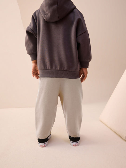 Neutral Cement Single Wide Leg Jersey Joggers (3mths-7yrs) image 2